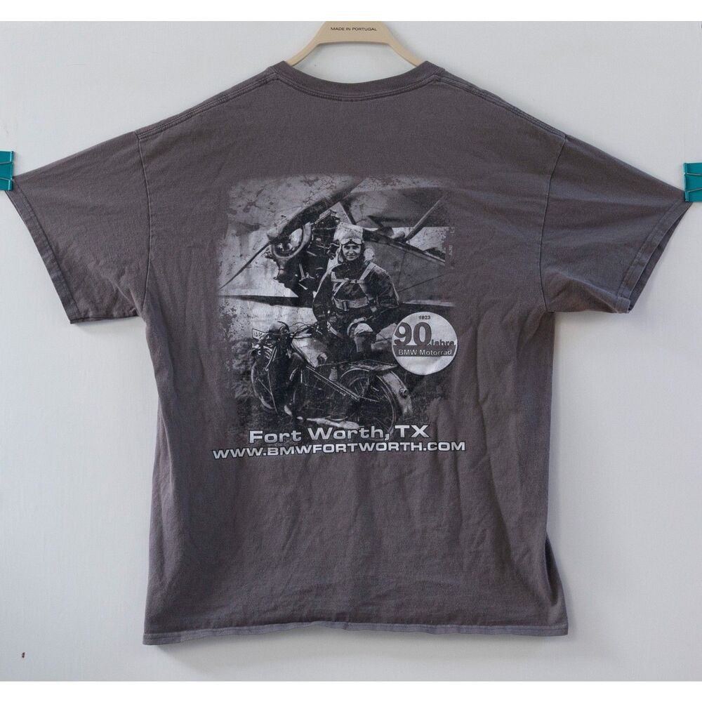 BMW Motorcycles of Fort Worth TX Promo T-Shirt Gray Men's Size L Biker Tee